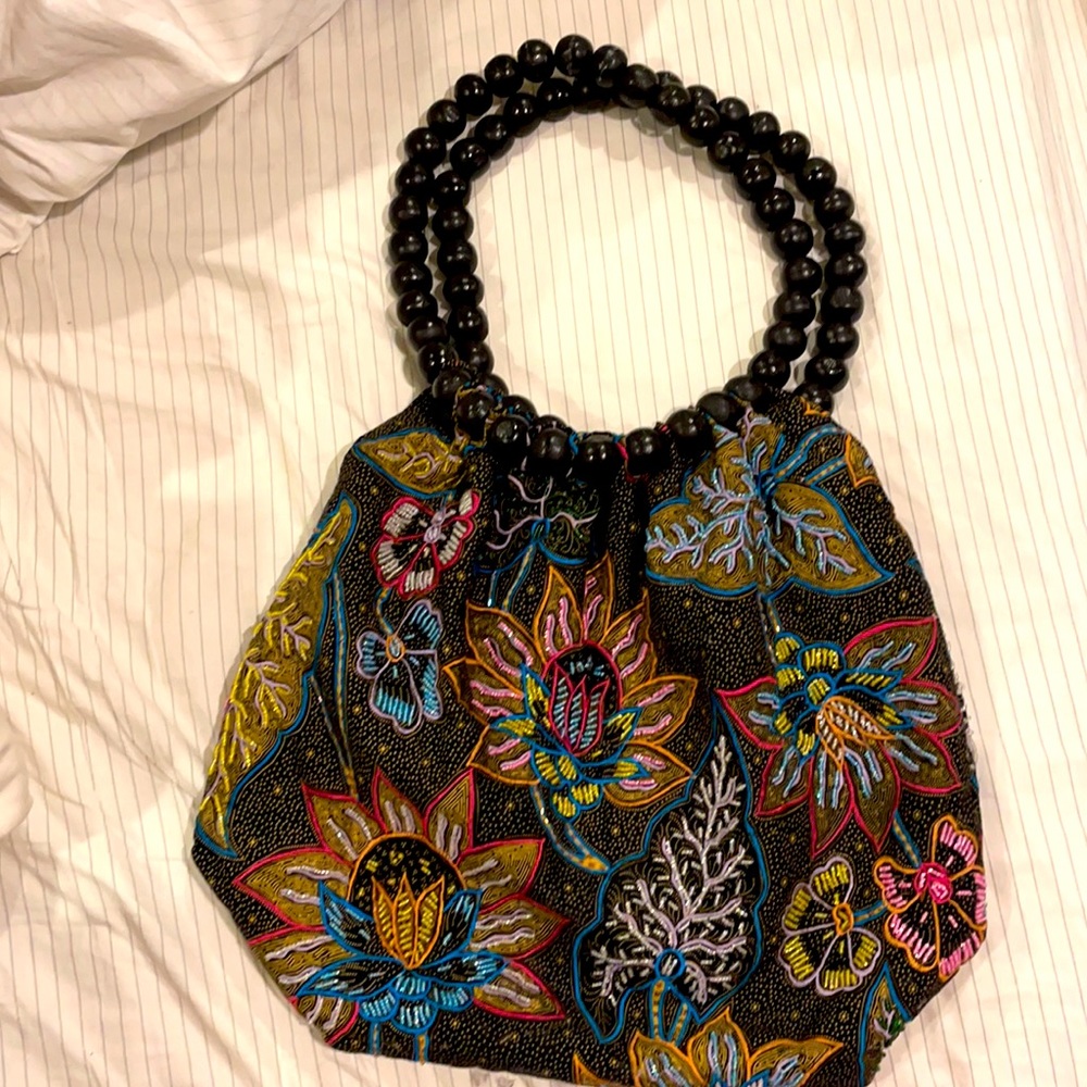 Beautiful Beaded Floral Hobo Bag